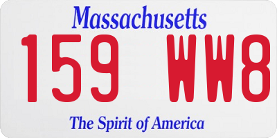 MA license plate 159WW8