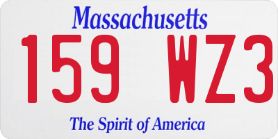 MA license plate 159WZ3