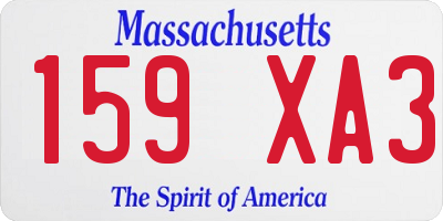 MA license plate 159XA3