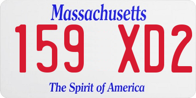 MA license plate 159XD2