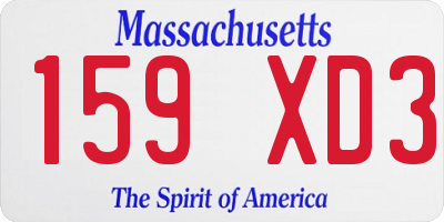 MA license plate 159XD3