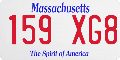 MA license plate 159XG8
