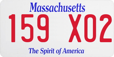 MA license plate 159XO2