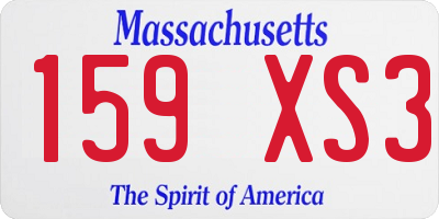 MA license plate 159XS3