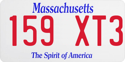 MA license plate 159XT3