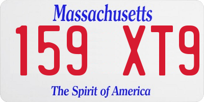 MA license plate 159XT9