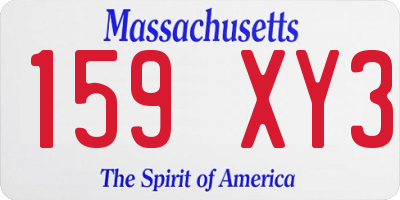 MA license plate 159XY3