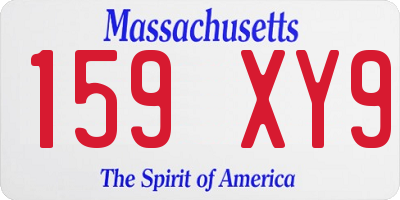 MA license plate 159XY9