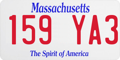 MA license plate 159YA3