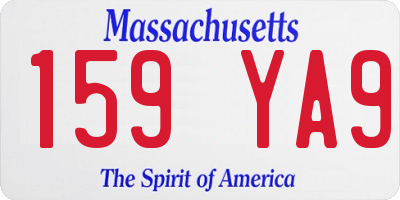 MA license plate 159YA9