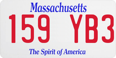 MA license plate 159YB3