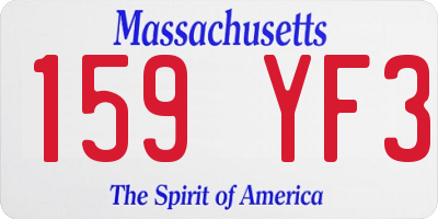 MA license plate 159YF3