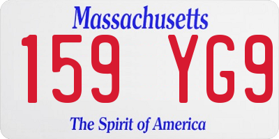 MA license plate 159YG9