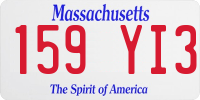 MA license plate 159YI3