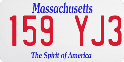 MA license plate 159YJ3