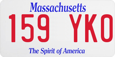 MA license plate 159YK0