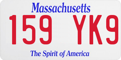 MA license plate 159YK9