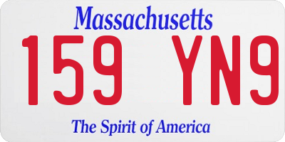 MA license plate 159YN9