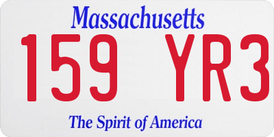 MA license plate 159YR3