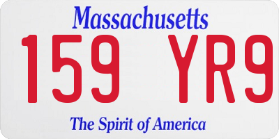 MA license plate 159YR9