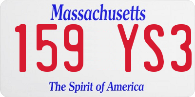 MA license plate 159YS3