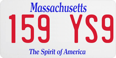 MA license plate 159YS9