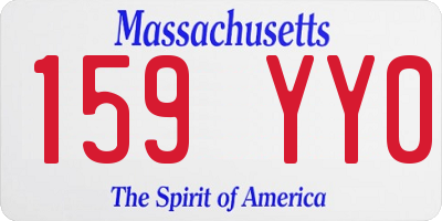 MA license plate 159YY0