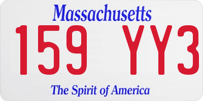 MA license plate 159YY3