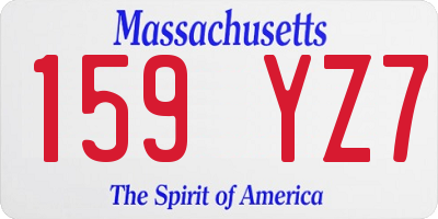 MA license plate 159YZ7