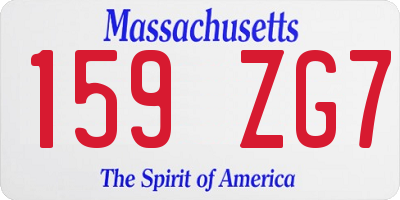 MA license plate 159ZG7