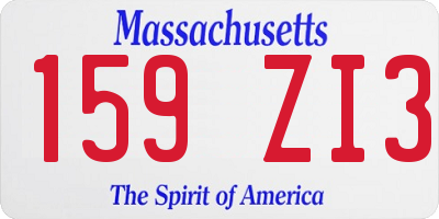 MA license plate 159ZI3