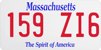 MA license plate 159ZI6