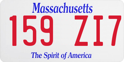 MA license plate 159ZI7