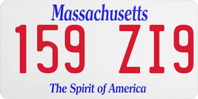MA license plate 159ZI9