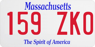 MA license plate 159ZK0