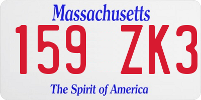 MA license plate 159ZK3
