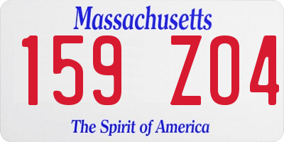 MA license plate 159ZO4
