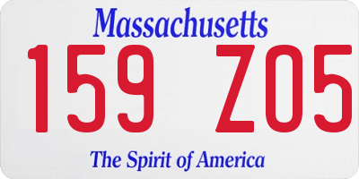 MA license plate 159ZO5