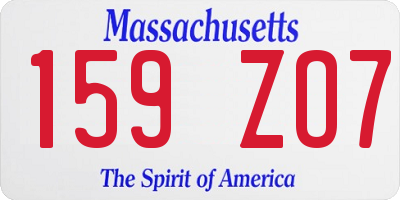MA license plate 159ZO7