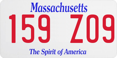 MA license plate 159ZO9