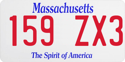MA license plate 159ZX3