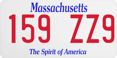 MA license plate 159ZZ9