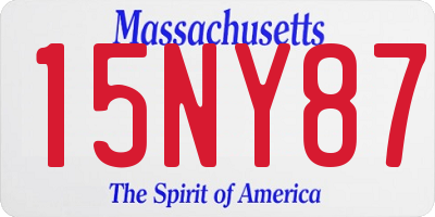 MA license plate 15NY87