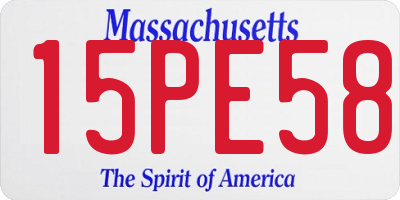 MA license plate 15PE58