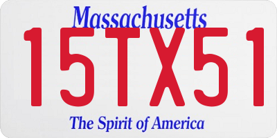 MA license plate 15TX51