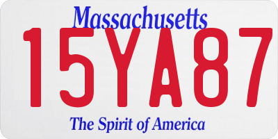 MA license plate 15YA87