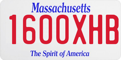 MA license plate 1600XHB