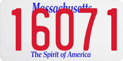 MA license plate 16071