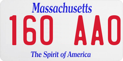 MA license plate 160AA0
