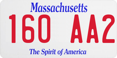 MA license plate 160AA2